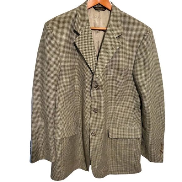 Brooks Brothers Houndstooth Wool Suit Blazer Jacket Coat Made in USA, Size 42R - Picture 1 of 13